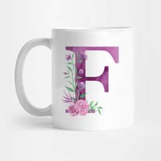 Floral Monogram F Beautiful Rose Bouquet Mug